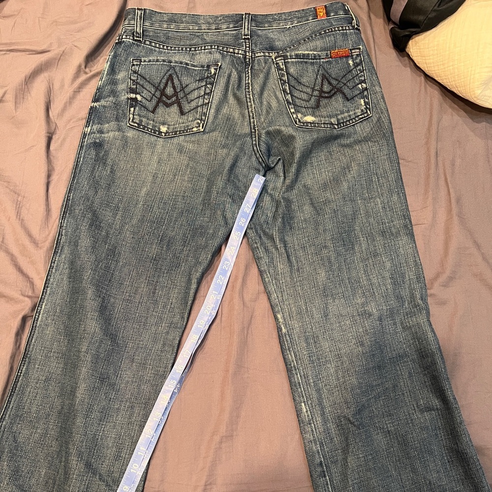 Mens A pocket 7 for all mankind jeans,blue, relaxed,button fly,30x29,made in USA